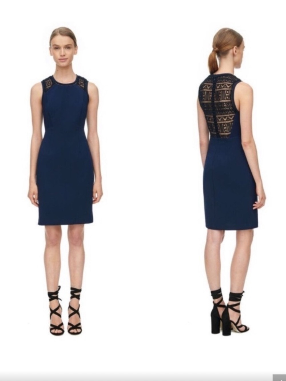 Rebecca Taylor Navy Lace-Back Sheath Dress size 10